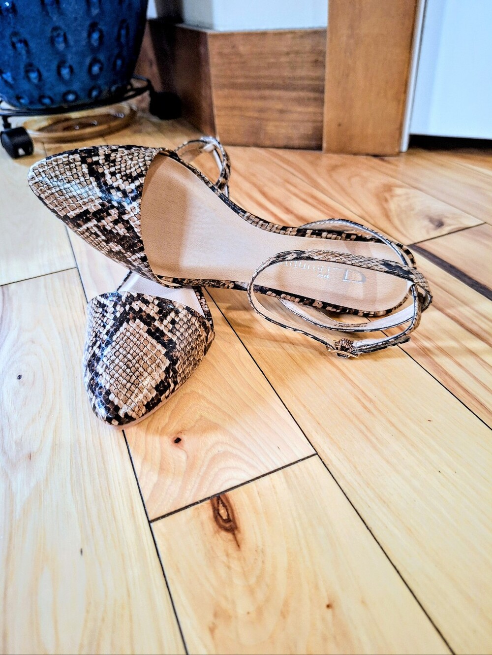 Brand New, CL BY LAUNDRY Pointed Toe Ankle Strap Pumps in Snake Print Size 6